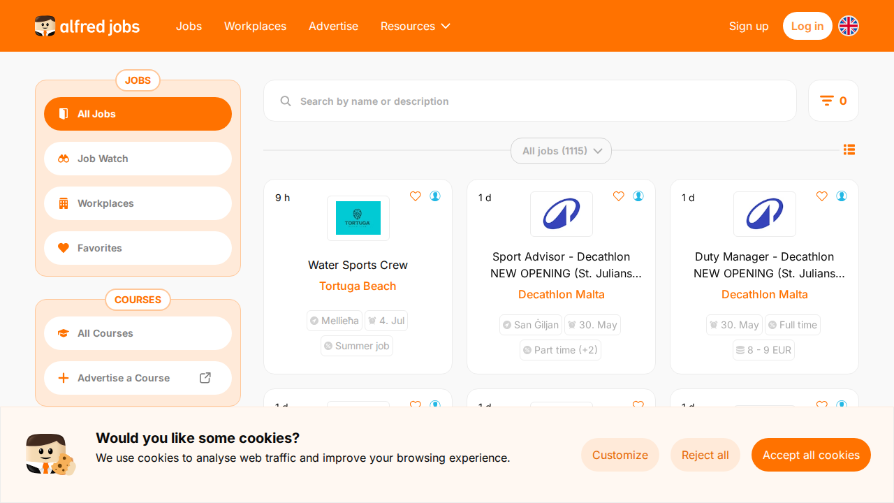 Alfred Jobs Malta website