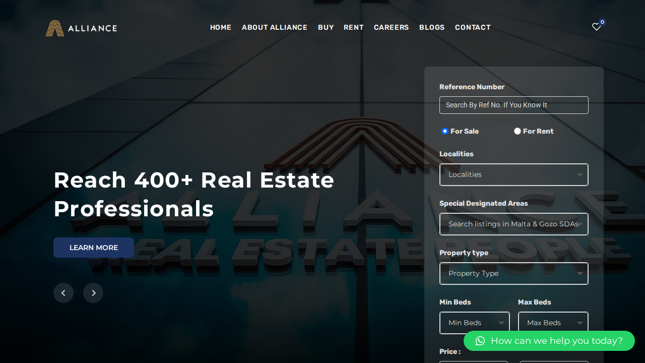 Alliance Real Estate Malta website
