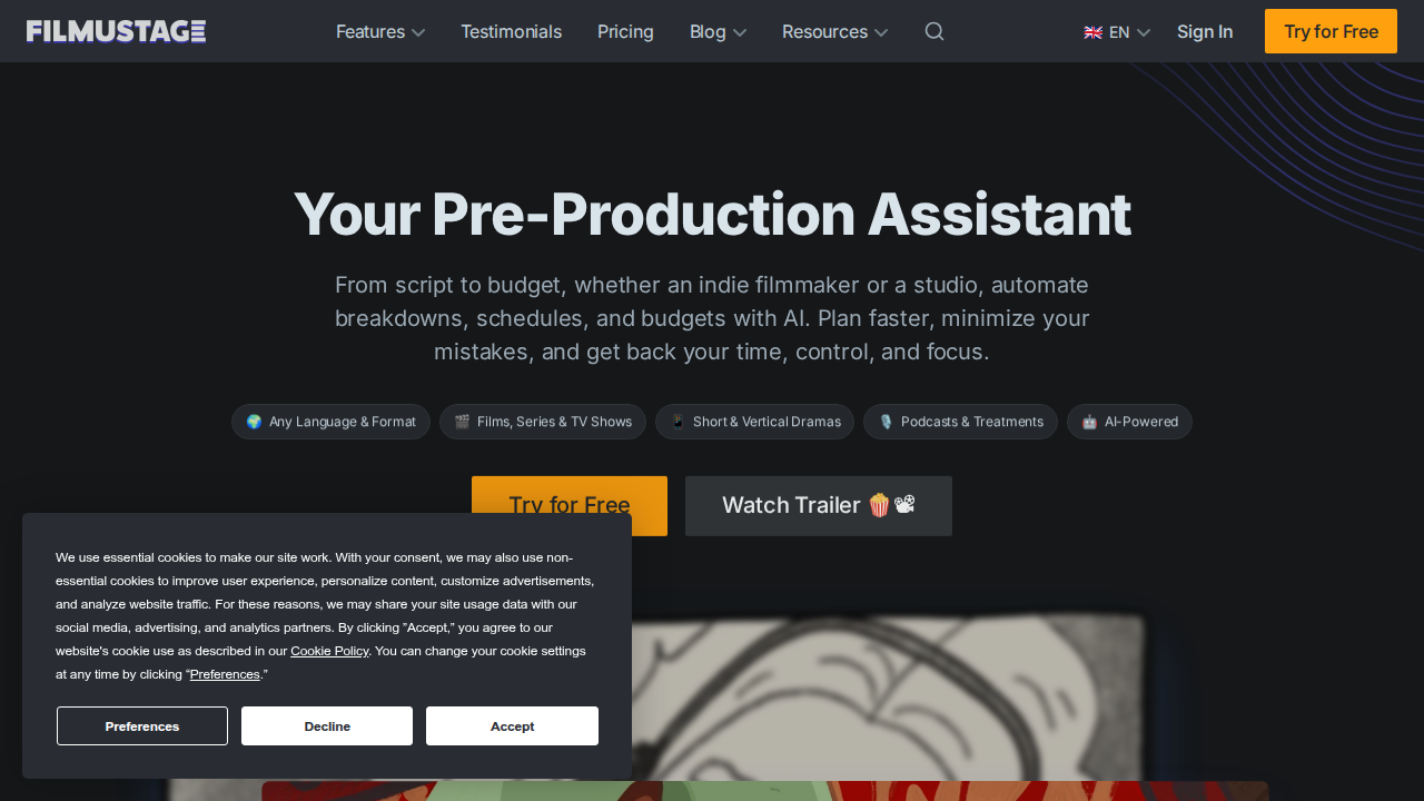 Filmustage website