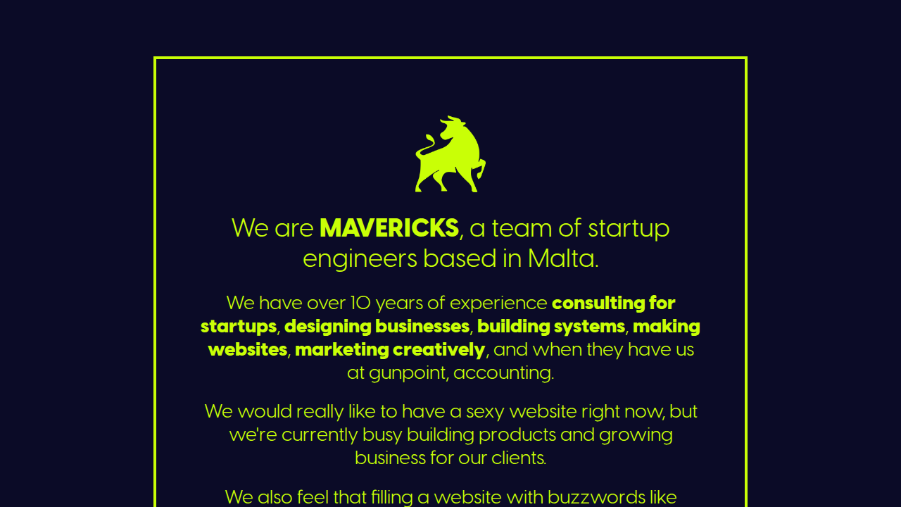 Mavericks - Startup Consultancy website